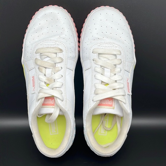 Puma White Sneakers with Pink, Yellow, and Blue Accents - Picture 3 of 10